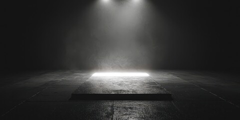 Poster - Dark room with a light shining on the floor