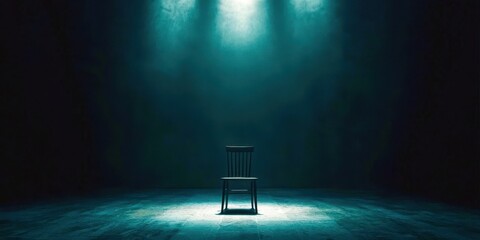 Poster - Chair is sitting in the middle of a stage