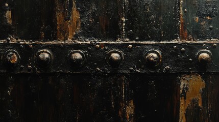 Canvas Print - Antique Metal Door with Rusty Texture and Weathered Paint Finish