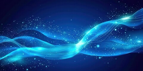 Poster - Blue wave with many stars in the sky