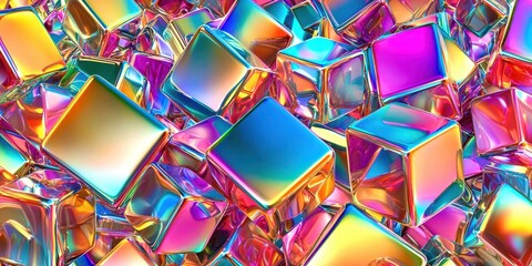 Poster - Colorful image of many small cubes