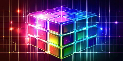 Poster - Cube with a light on it