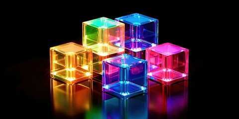 Aufkleber - Row of colorful cubes are lit up
