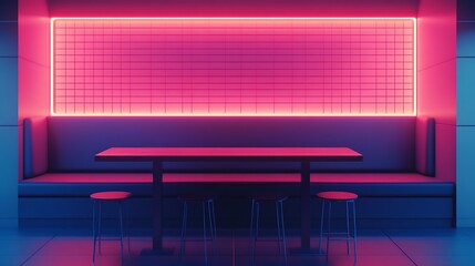 Aufkleber - Stylish Neon Pink-Filled Lounge Booth with Sleek Contemporary Design : Generative AI