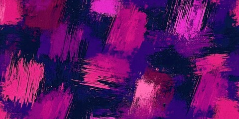 Poster - Purple and blue painting with pink and blue brush strokes