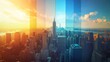 © afif - Timelapse of a New York City skyline at different times of the day, showcasing various sunrises and sunsets.
