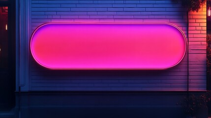 Aufkleber - Bright LED Pink Neon Oval Light in Urban Nightscape : Generative AI