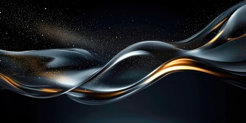 Poster - Long, curvy line of gold and silver with a lot of sparkles