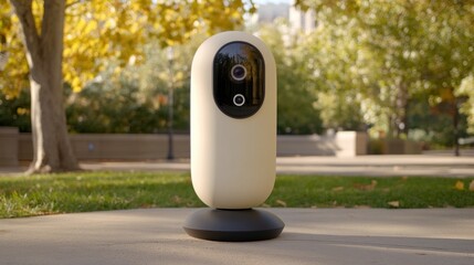 Poster - Smart home security camera in park.