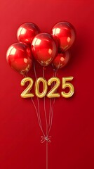 Canvas Print - red christmas balls,happy new year 2025