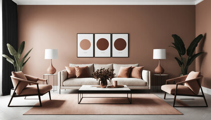 Modern interior design with Pantone 2025 Colour of the Year Mocha Mousse