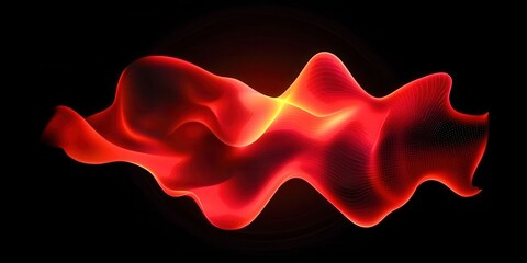 Poster - Red wave with a yellow line