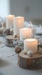 © JHONDOMINIC - Cozy Winter Candle Arrangement on Table with Natural Decor Elements