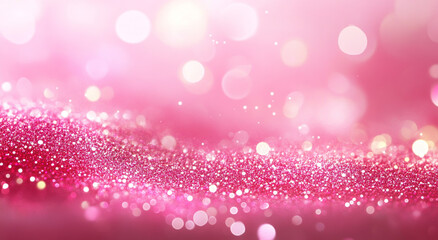 Wall Mural - a stunning pink background with bright bokeh lights, shimmering sparkles, and a shimmering glitter t