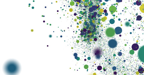Poster -  Colorful assorted confetti with serpentine on white