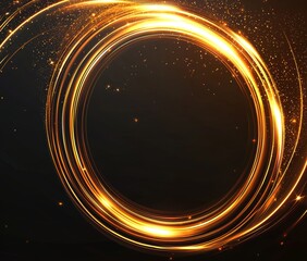 Poster - A stunning golden lens flare burst, with a golden hue, isolated against a black background.