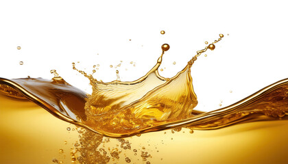 Wall Mural - splash of golden oil on transparent background