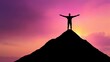 © Kittipong - Person Celebrating Victory at Sunset on a Mountain Peak