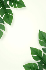 Aufkleber - Tropical leaves in a beautiful abstract design on a plain background with ample space for text overlays._00003_