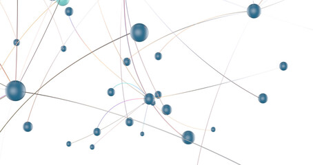 Fototapete - Abstract 3d render, network concept, background