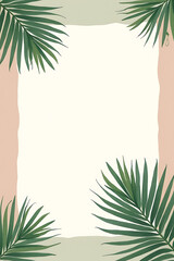 Aufkleber - Palm leaves in a tropical pattern against a soft pastel colored background leave ample room for creative writing._00003_
