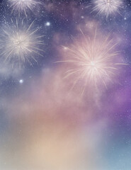 Wall Mural - fireworks in the night sky - abstract light colorful background - Generative AI
