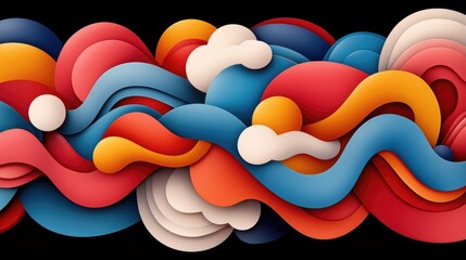Poster - Dynamic abstract wave patterns digital art colorful background graphic design creative visualization