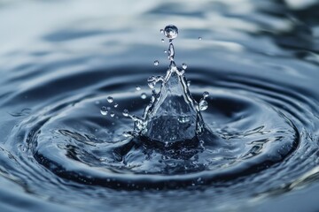 Poster - Water droplet impact, creating concentric ripples and a crown splash.