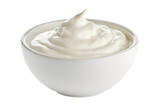 Creamy yogurt in a white bowl isolated on transparent background