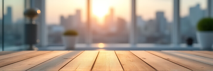Aufkleber - A wood table top with a blurred city view is ideal for creating a product display or design key visual layout._00003_