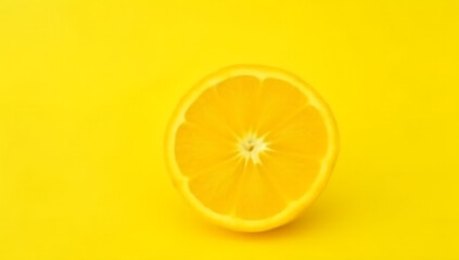 Poster - A vibrant summer concept featuring a bright orange slice placed on a warm and inviting yellow background._00003_
