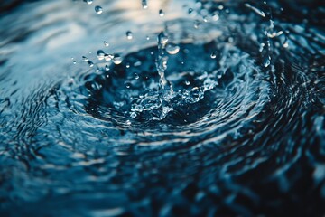 Aufkleber - Close-up of water droplet impact, creating ripples and splashes.