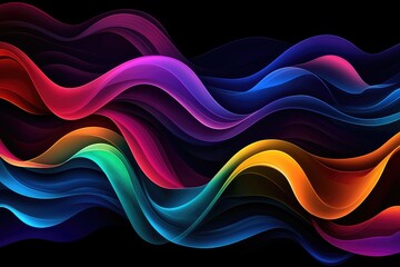 Poster - Dynamic color waves flowing in abstract patterns studio digital artwork dark background artistic perspective vibrant energy