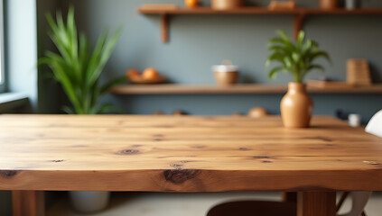 Poster - A real wood tabletop adds warmth and texture to a modern space, ideal for product displays or visual layouts._00002_