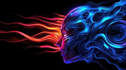 Poster - Dynamic human-machine interaction futuristic environment digital art abstract visualization sci-fi concept