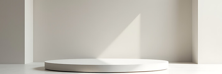 Aufkleber - A minimalist white sandstone top product display platform with selective focus enhances visual appeal and showcases products effectively._00003_