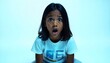 © Kromstar Studios - Shocked surprised girl isolated on a white background with copy space, African American Black