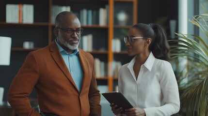 Poster - A man and a woman are standing in a room