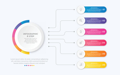 Poster - Vector infographic label design with circle infographic template design and 4-5-6 options or steps. Can be used for process diagram, presentations, workflow layout, banner, flow chart, info graph