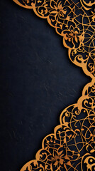 Poster - Exquisite gold floral design forming an elegant border against a rich textured backdrop, ideal for ramadan wishes and celebratory artwork