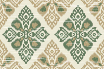 Wall Mural - Seamless ethnic ikat pattern featuring tribal and folk embroidery combined with Mexican Aztec geometrics. Perfect for graphic art, rug design, wallpaper, wrapping and clothing.