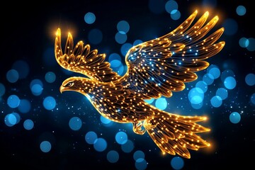 Poster - A mystical phoenix flying through a glowing sky of stars and magical light trails, representing rebirth and freedom