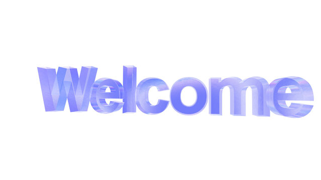 3d Welcome text with aberration effect isolated on a transparent background. Blue tone. 3d transparent elements for graphic design.