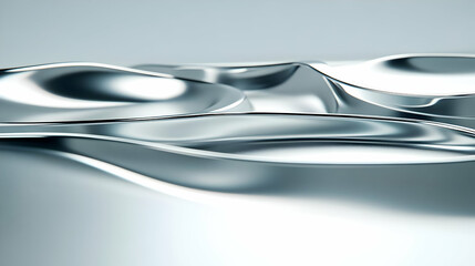 Poster - Abstract 3D Silver Waves Background Image