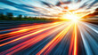 © Jari.art - Dynamic motion blur of light trails on highway at sunset, evoking speed and energy