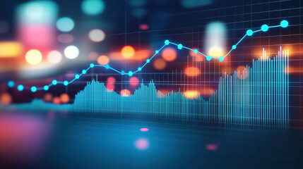 Poster - Data visualization with glowing graphs and charts representing growth trends, showcasing vibrant colors and modern design