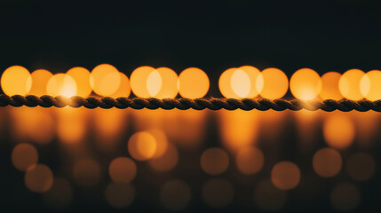 Poster - Soft glowing lights create warm ambiance, with rope in focus