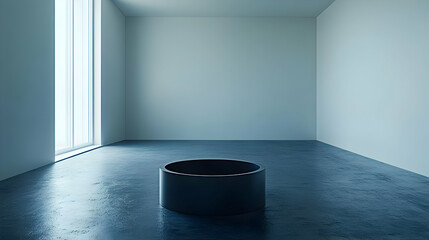 Poster - Abstract 3D Render Minimalist Room with Cylinder