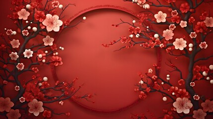 Poster - Red Blossoms: A Festive Chinese New Year Celebration