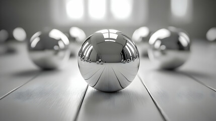Poster - Reflective Chrome Sphere 3D Illustration